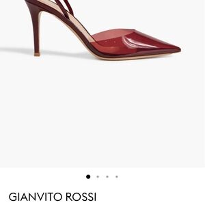 Gianvito Rossi Burgundy Patent Pointed-Toe Slingback Heels